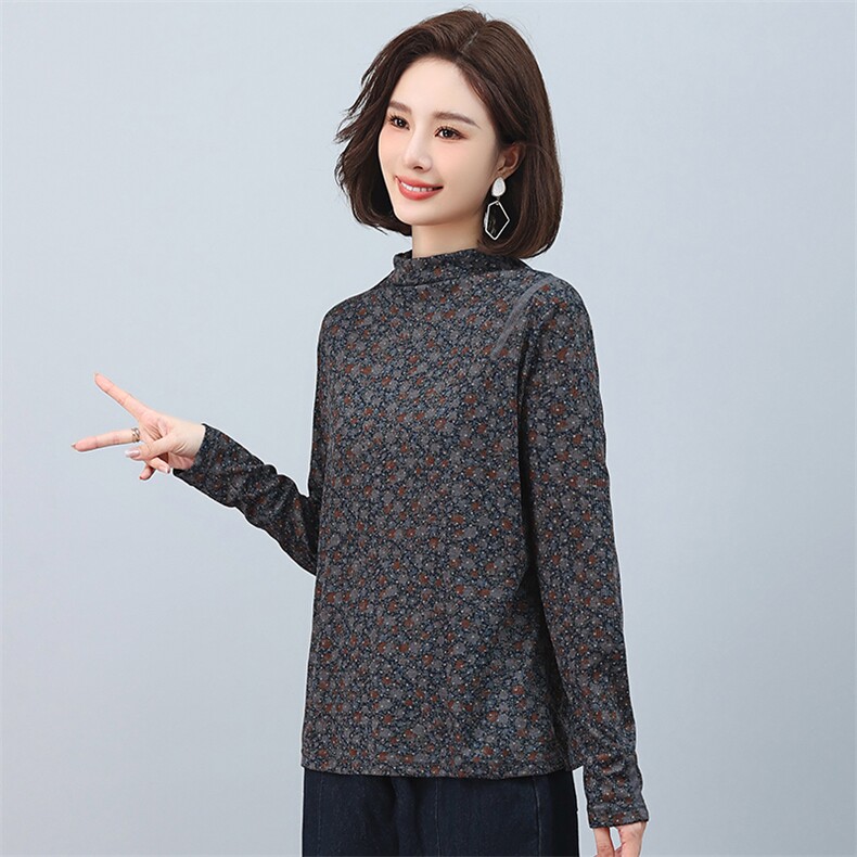 时尚印花高领长袖卫衣修身显瘦保暖女装上衣,女装卫衣/绒衫,叶笙衣