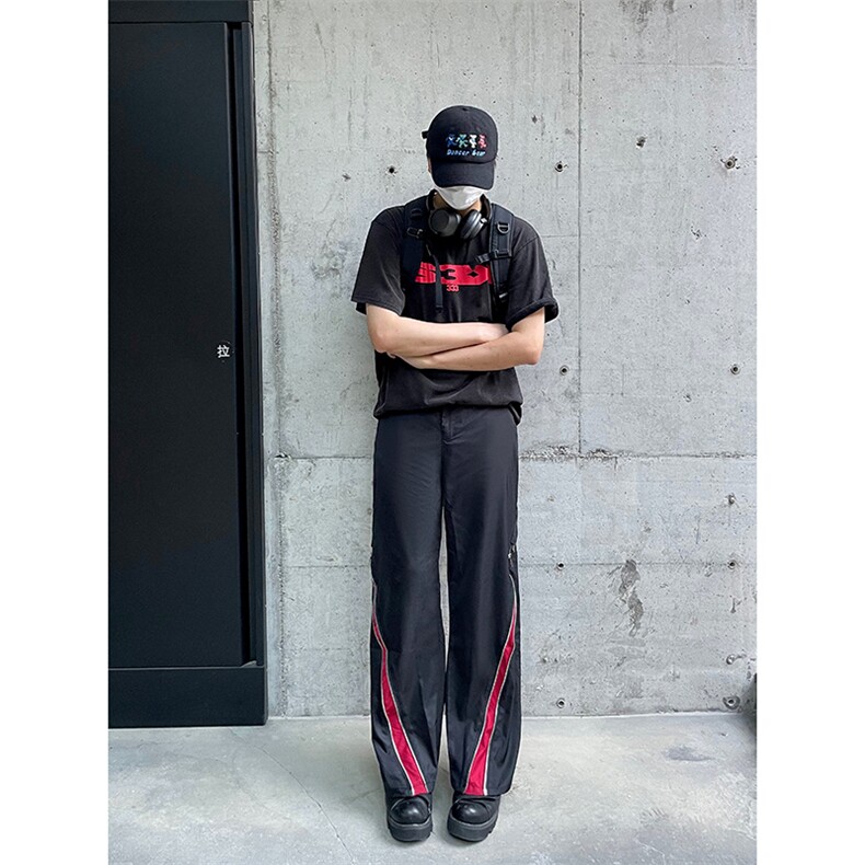 B221美式ins高街小众拼接宽松休闲登山裤冲锋裤LK23110-P65控88,男装休闲裤,电商B221