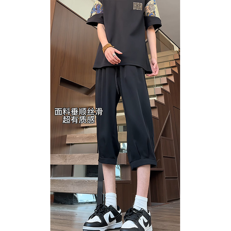 特批28夏季黑色速干潮牌七分裤男涤纶,男装牛仔裤,电商基地A086