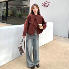 又酷又飒复古外套女2025秋季新款设计感洋气减龄复古时髦夹克上衣，女装短外套，2C012