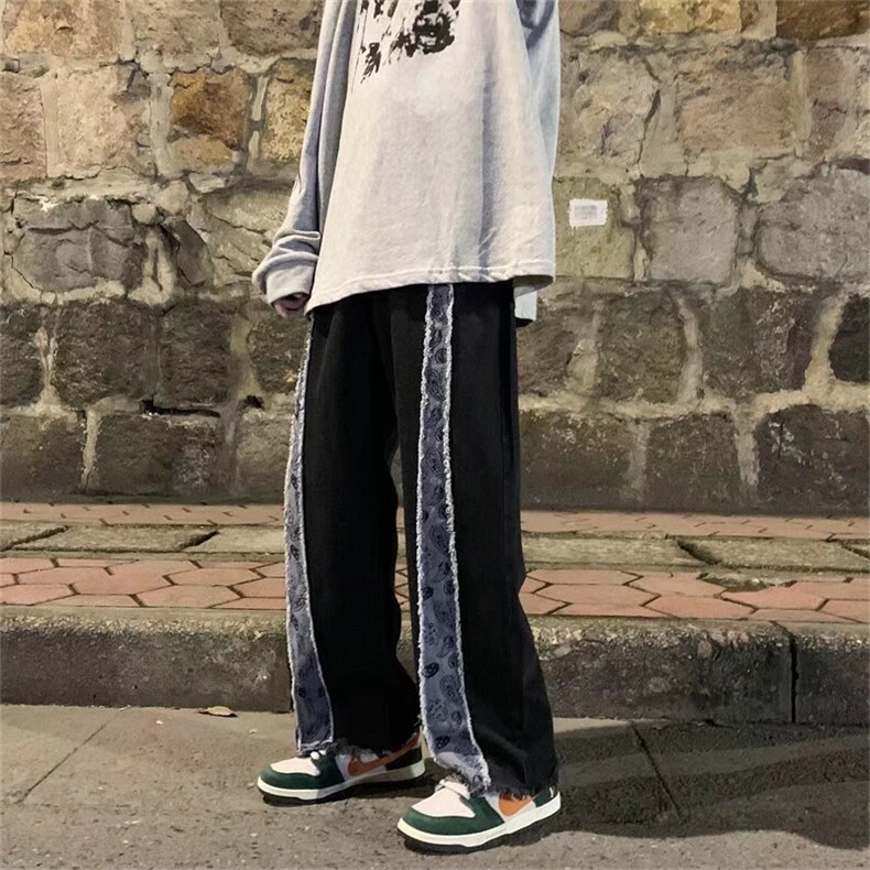 设计感秋冬季腰果花拼接牛仔裤男N8057P42,男装牛仔裤,星座1116-2