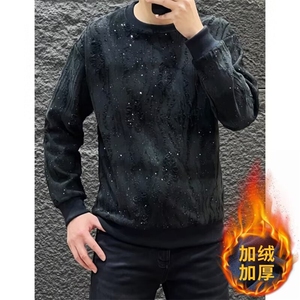 休闲长袖T恤男满天星卫衣设计宽松网红痞帅闪亮发光圆领打底衫潮图片
