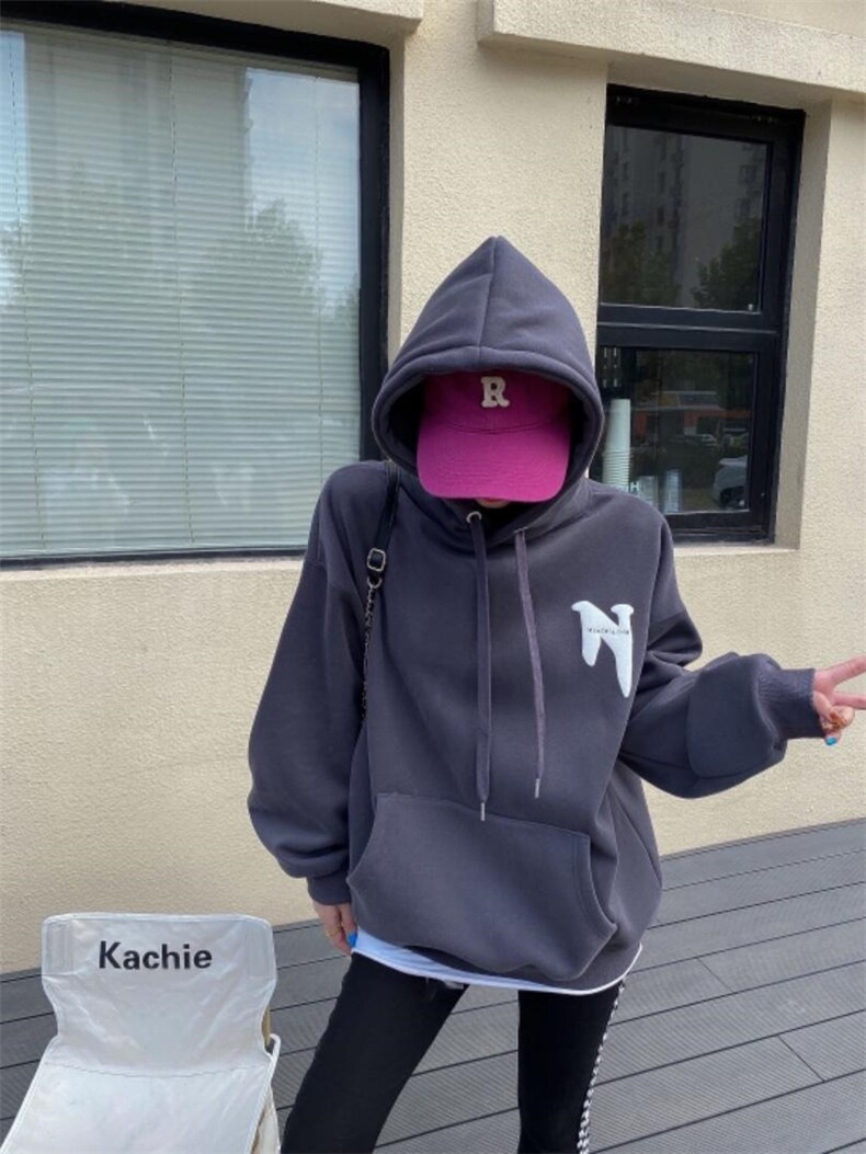 时尚休闲加绒卫衣，女装卫衣/绒衫，泽妤