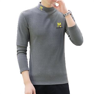 冬季半高领双面绒刺绣M卫衣男加绒加厚保暖打底衫长袖黑337P28图片