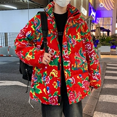 男士潮东北大花保暖羽绒服羽绒衣228-1-1131-P210，男装羽绒服，星座228-1