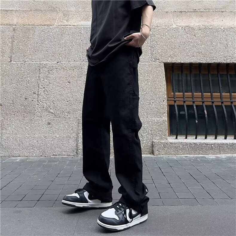 美式vibe裤子高街水洗牛仔裤男设计感小众拉链裤T1639P43，男装牛仔裤，星座1116-2