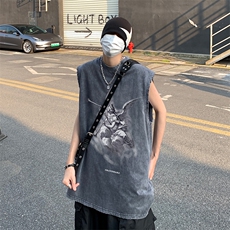 XZ514-2-1287-P38美式人像印花水洗做旧夏无袖背心/马甲/坎肩，男装背心/马甲，星座514-2(原B239)