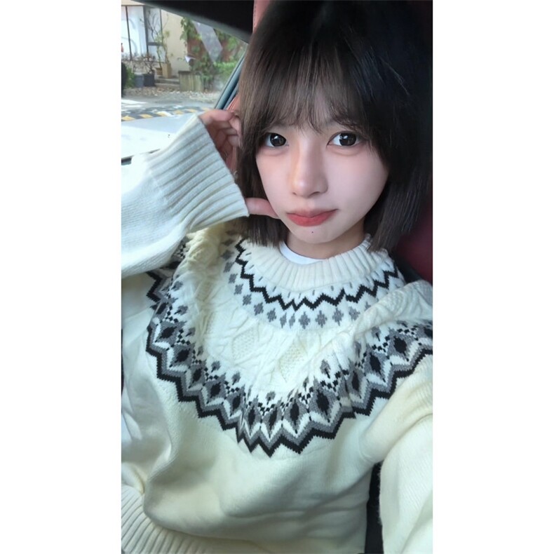 TK65CC-特P53费尔岛绞花针织圆领舒适透气毛衣男女,男装针织衫/毛衣,星座1007（原301D）