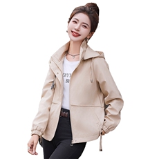 现货！（帽子可脱卸）2024年春装外套女新款气质显瘦上衣休闲夹克，女装短外套，以桐