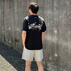 万针全刺绣工艺抖音得物高品质260克重磅纯棉双纱美式高街短袖T恤，男装T恤，电商A486