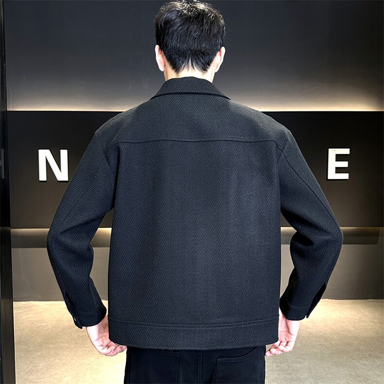 秋冬新款含羊毛毛呢外套呢子夹克男纯色短款呢料B321-2559-P140,男装夹克,电商B321-1