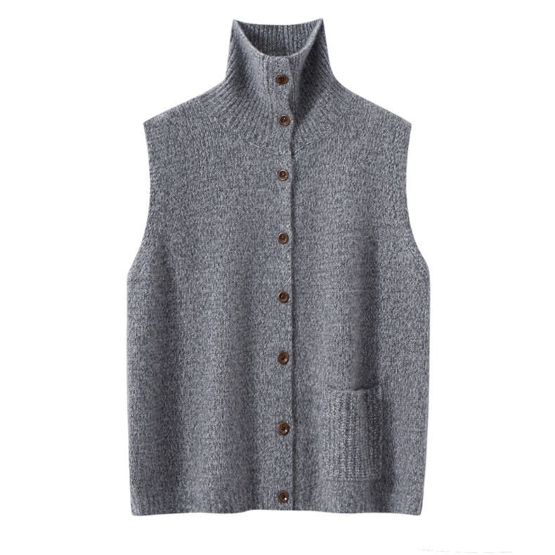 康宝莱花式纱丝羊绒！加厚高领宽松针织马甲背心毛衣，女装羊绒衫，萨奥羊绒