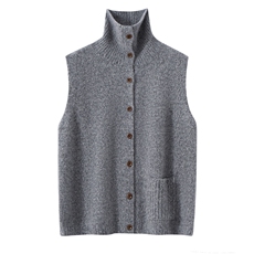 康宝莱花式纱丝羊绒！加厚高领宽松针织马甲背心毛衣，女装羊绒衫，萨奥羊绒