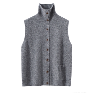 康宝莱花式纱丝羊绒！加厚高领宽松针织马甲背心毛衣，女装羊绒衫，萨奥羊绒