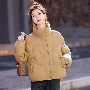 现货新款短款棉服休闲通列保暖百搭重工艺减龄韩版小个子外套棉衣图片