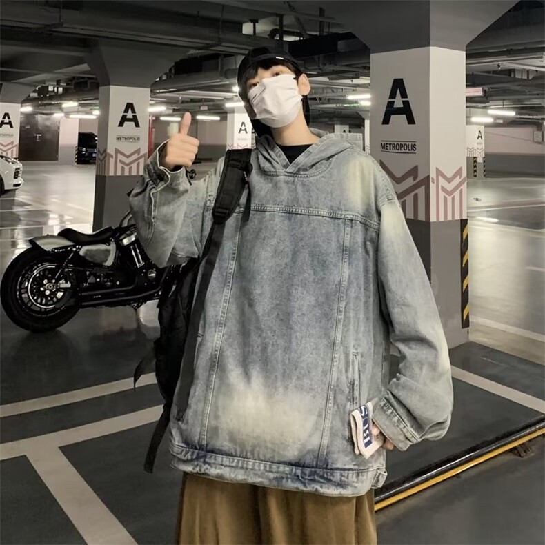 美式秋季连帽牛仔夹克新款男时尚潮外套 JK818 P68图片