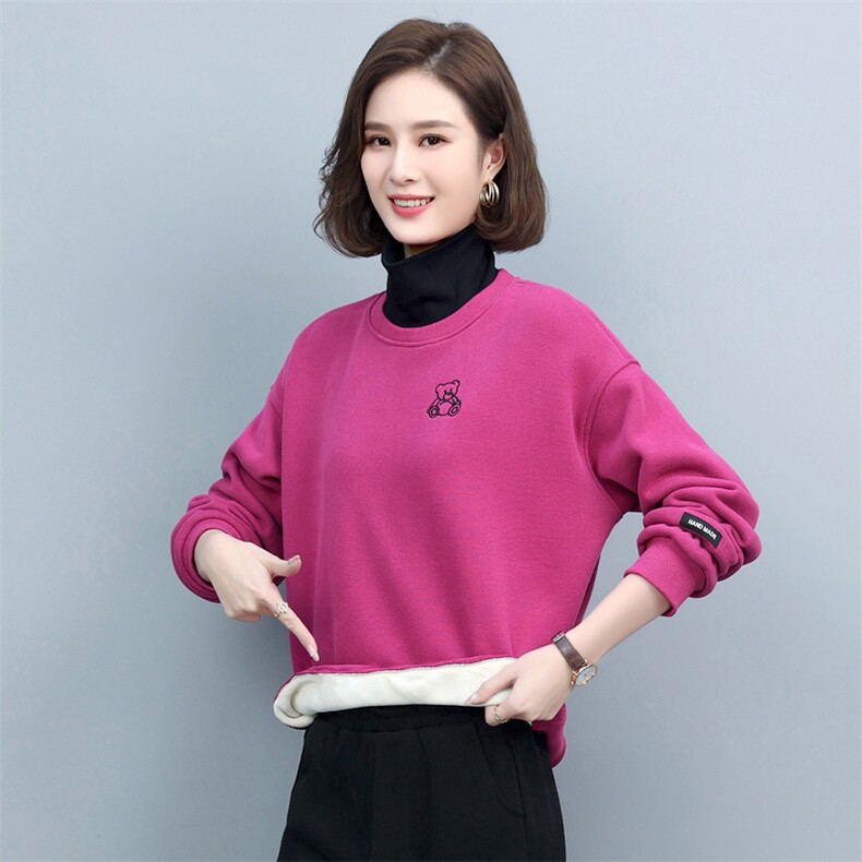 时尚运动女2025年春秋新款大码休闲高领加绒卫衣运动裤，女装卫衣/绒衫，璐依舞