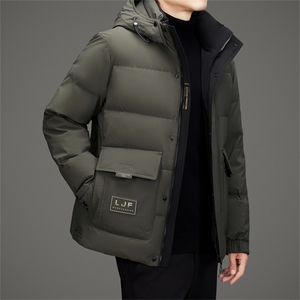 新款工装羽绒服外套男款冬季加厚可脱卸帽潮流时尚休闲羽绒服大衣图片