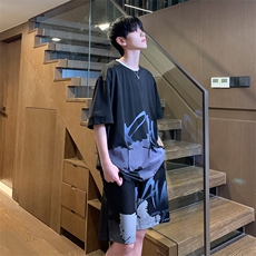 夏季冰丝高弹速干短袖短裤运动套装2407特P45控68，男装休闲套装，电商A309