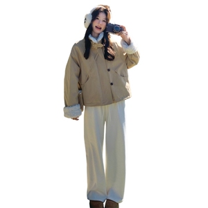 新款！羊羔毛拼接派克服羽绒服2C133-8993-P255-K378图片