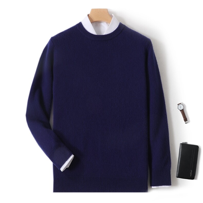 秋冬季新款舒适时尚百搭男士加厚圆领羊绒衫男装，男装羊绒套衫，绒韵雅