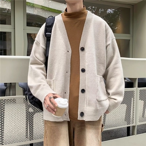 美式街头设计感鹿绒毛衣男慵懒风休闲针织衫M0140P48图片