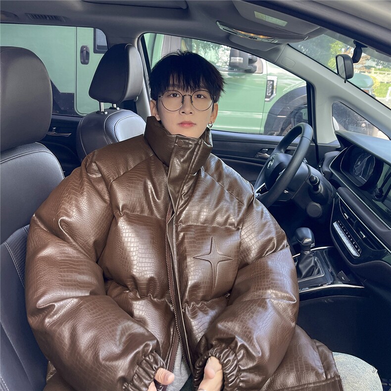 港风鳄鱼纹钢印字母图案设计大码休闲潮流棉衣男MY77727P128控168，男装棉衣，星座227-7