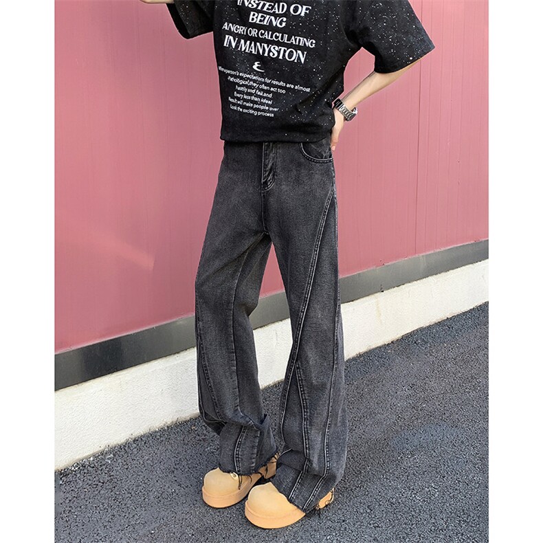 2025新款毛边微喇牛仔裤修身显瘦裤子vibe潮现货K8395-P42,男装牛仔裤,星座512-3