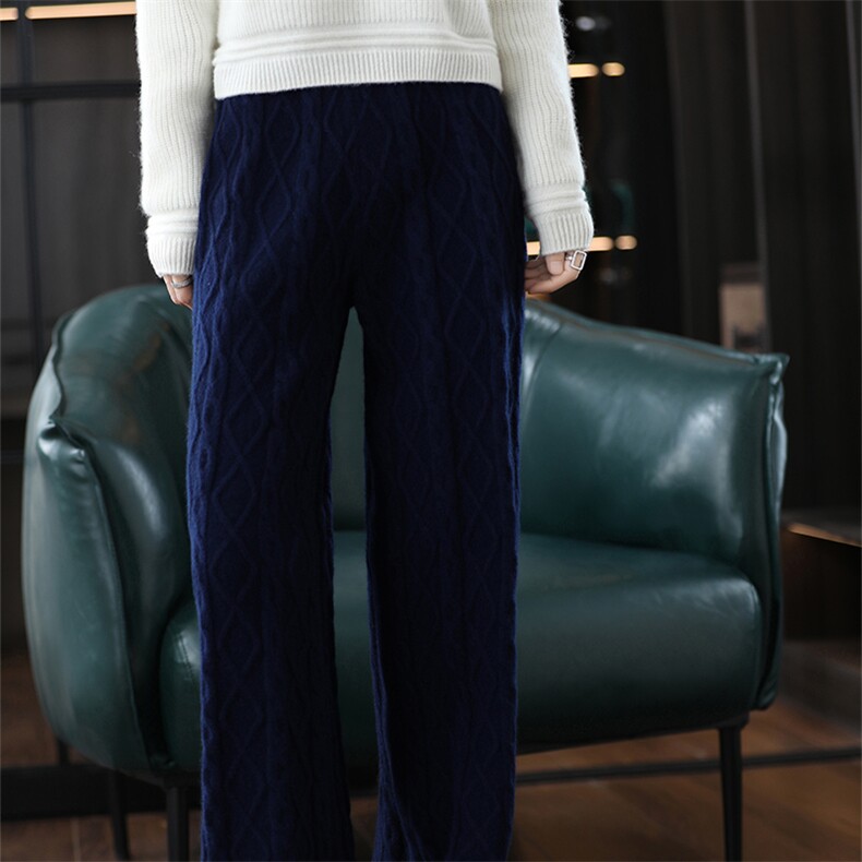 阔腿裤女羊毛裤外穿宽松针织拖地裤2024秋季新款,女装休闲裤,蒙特羊绒