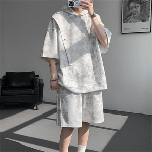 现货 TZ768-特批58 控88 设计感高质感套装圆领大码T恤短袖短裤图片