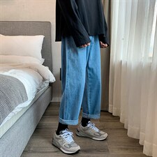 NK44008-P38直筒牛仔裤男士大码宽松九分裤男休闲长裤子男，男装休闲裤，电商A040