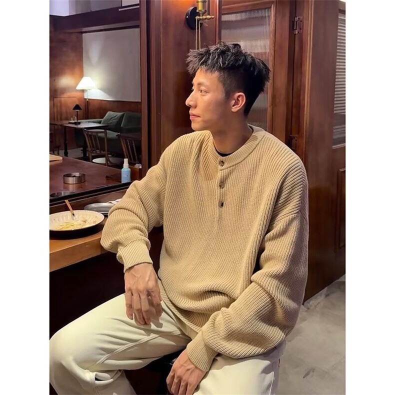 D039-P60简约时尚潮流文艺高质量百花绒水洗毛衣原宿流行ins百搭,男装针织衫/毛衣,电商B323A