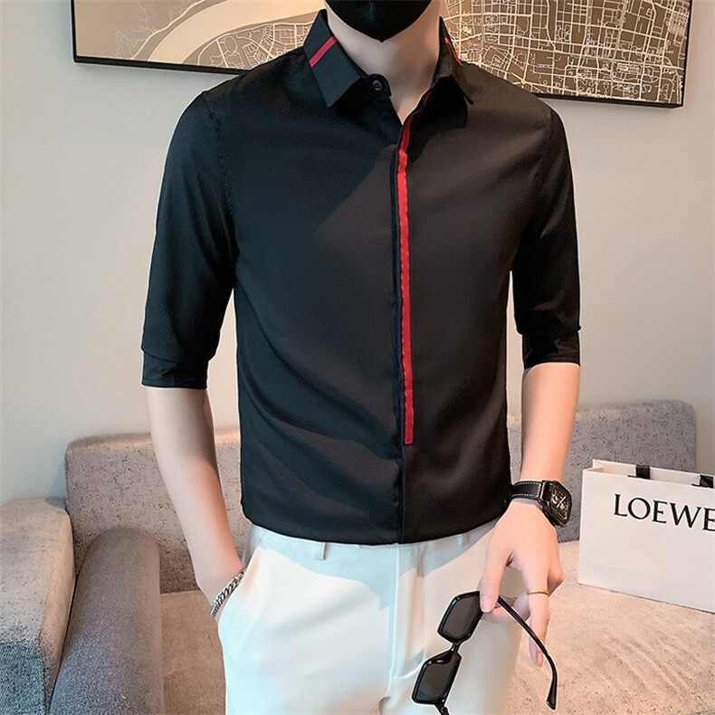 B216CS118P452025夏装新款男士中袖衬衫衬衫社会小伙风,男装衬衫,电商B216（原B302）