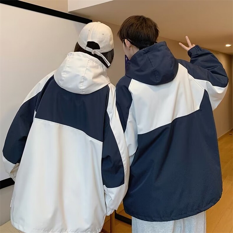 气质春季外穿拼色新款男宽松型日常时尚都市连帽原宿情侣夹克长袖,男装夹克,星座1210-1