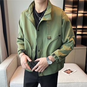 2024新款纯色工装夹克男士秋季外套百搭修身韩版立领衣服D09/P60图片