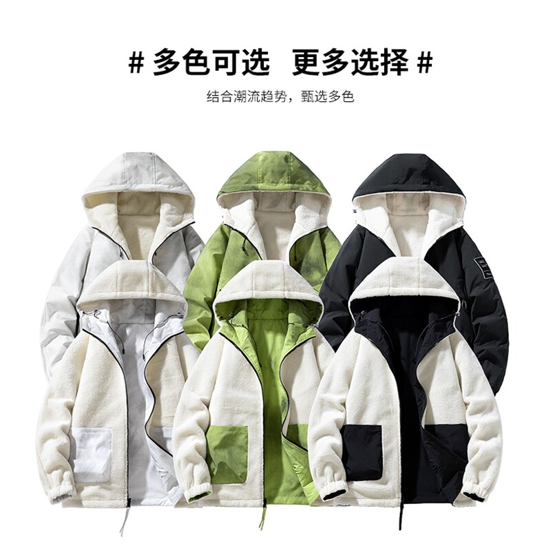 数据款冬季羊羔绒双面穿加肥加大棉衣宽松潮棉祅XZ109-M6856-P120,男装棉衣,星座109
