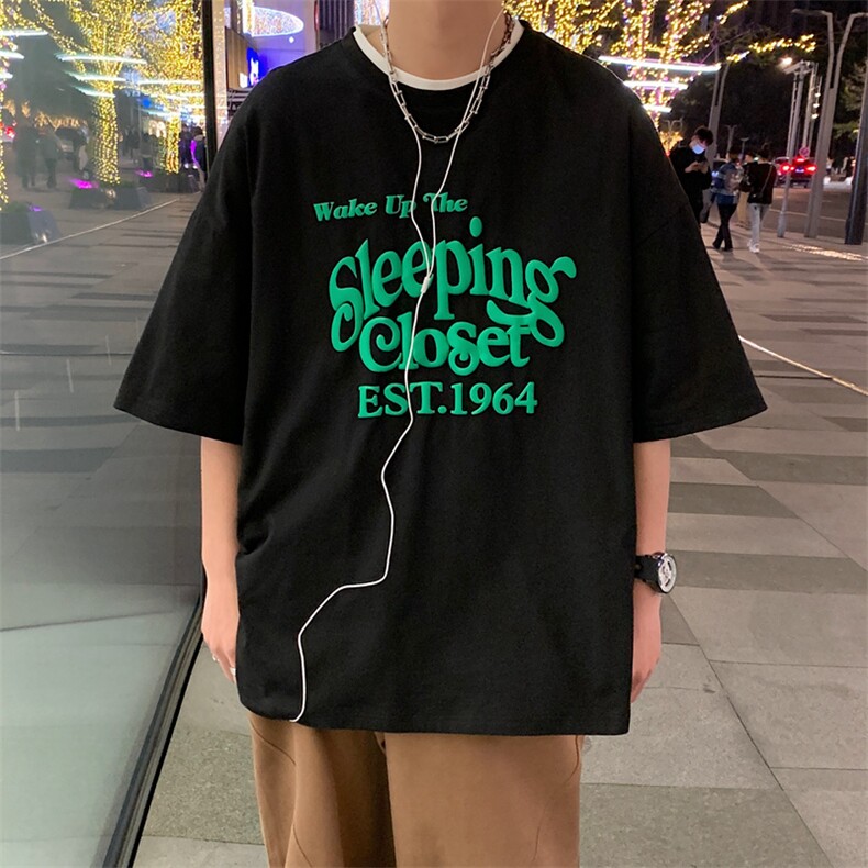 短袖t恤男士夏季装美式宽松上衣服潮牌潮流2023新款T0160-P40,男装T恤,星座308B-2