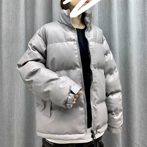 现货主推男女立领棉衣大码宽松情侣PU皮棉袄外套MY02图片