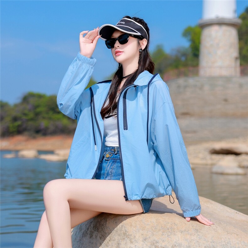 连帽防晒衣女夏2025新款时尚百搭宽松休闲轻薄透气防晒服开衫外套,女装防晒衣,可可小西