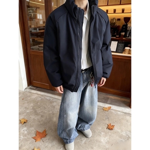 现货美式高街休闲棉衣夹克三防立领纯色户外工装加厚棉服外套图片