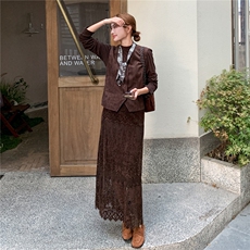 【新品】美拉德套装裙两件套配丝巾1D085-2618-P190-K248，女装套装/套裙，1C130