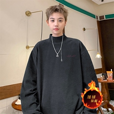 一件过冬重磅保暖针织衫德绒加绒加厚卫衣半高领打底长袖T恤DR89，男装T恤，电商A486