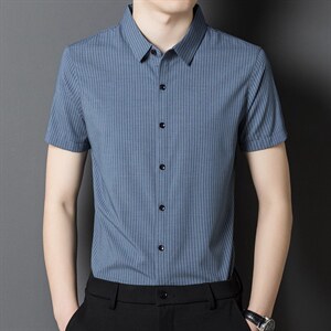 2023夏季薄款衬衫男短袖修身正装商务职业休闲男士衬衣服图片