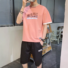 2021夏季新款短袖运动套装男港风短袖套装套头两件套H0803-P35，男装套装，星座217-4