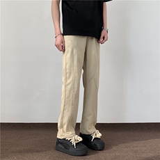 美式复古泥黄色做旧拼接牛仔裤男长裤宽松直筒裤子8008/p48，男装牛仔裤，电商B381-1