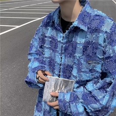 格子衬衫男潮牌慵懒风小香风百搭衬衣情侣薄款宽松外套S1373-p50，男装衬衫，星座1008