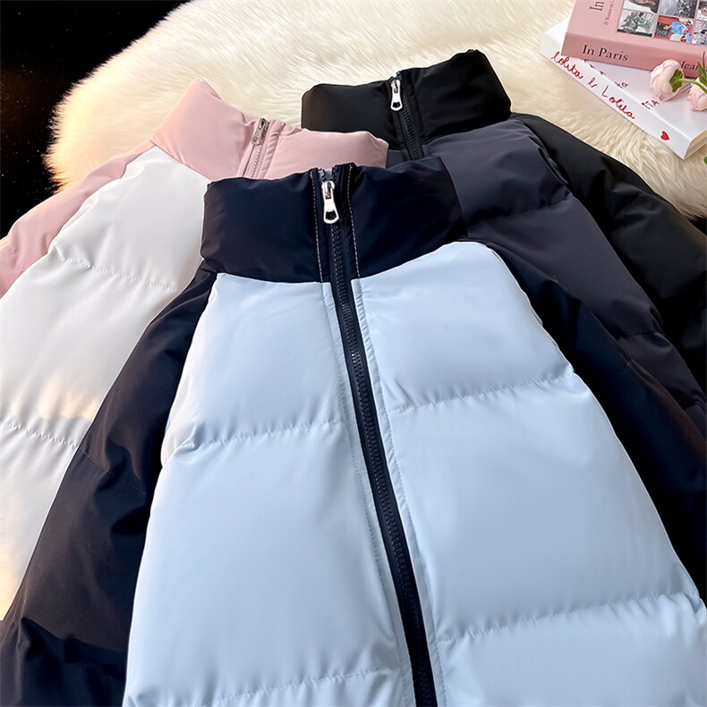 得物二开拼接色棉衣拉链撞色棉袄男女生情侣立领A177-M718-P48，男装棉衣，电商A177