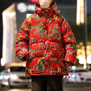 A2风冬季保暖防寒棉衣外套花棉服连帽汉服潮男女装大码个性图片