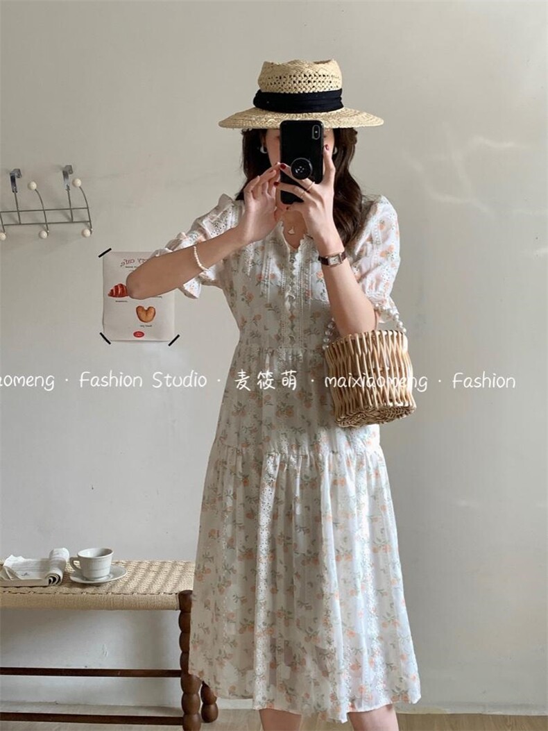 重工刺绣款韩系连衣裙，女装连衣裙，麦筱萌