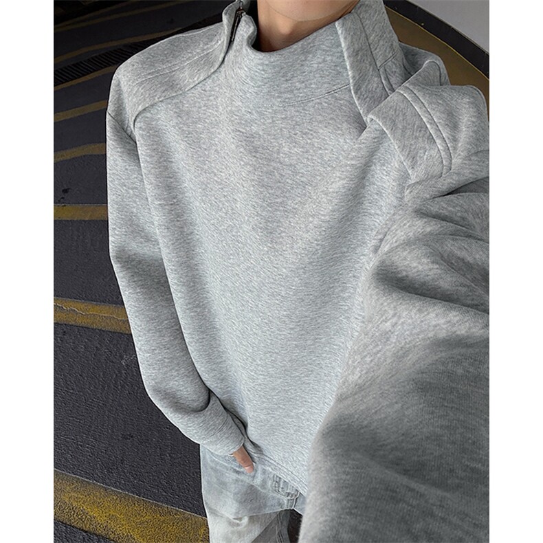 特批P55无差价500g重磅华棉高街肩部正肩拉链拼接大码卫衣男W5390，男装卫衣，电商A001